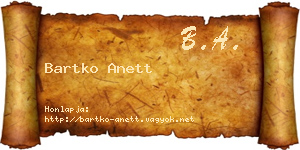 Bartko Anett névjegykártya